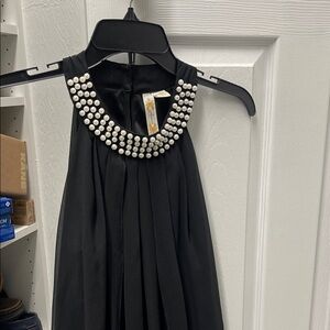 Elegant Black Blouse with Pearl Embellishments